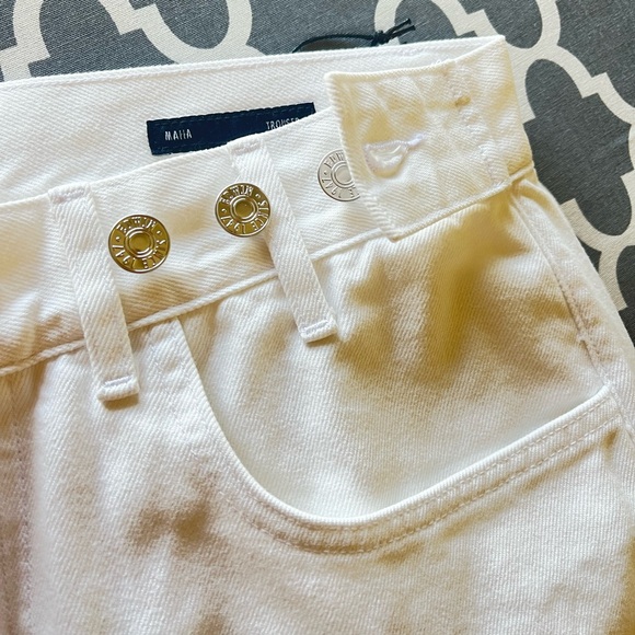 EDWIN Maiia high rise wide leg white crop jeans trouser pants adjustable waist - Picture 7 of 11